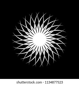 Mandala polar vector. Design abstract white on black background. Design print for pattern, emboidery. Set 4