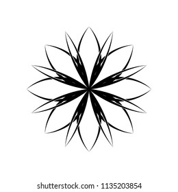 Mandala polar vector. Design abstract black on white background. Design print for pattern, emboidery. Set 9