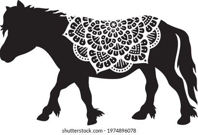 Mandala pony vector icon (little horse)