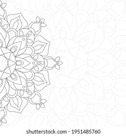 Mandala postcard. Antistress coloring book. Oriental drawing. Vector illustration. For coloring, invitations, congratulations, banners, flyers, business cards