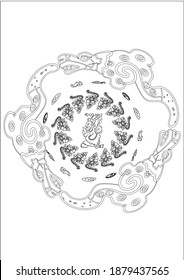 Mandala Precolombian charcoal dragon, ideal for relax and tatto's. 
