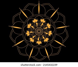  Mandala Premium With Black Background coloring page for adults Circle in the form Henna, Mehndi, tattoos, decorative in ethnic oriental style, coloring book pages. 