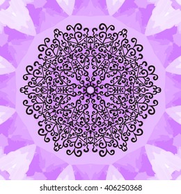 Mandala Print on Violet Seamless Texture background. Vintage decorative element on endless texture. Hand drawn background. Islamic, Arabic, Indian, Asian, Ottoman motifs.