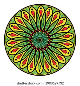Mandala print. Vintage elements. Oriental  pattern, vector illustration. Decorative motif. Coloring book page. 