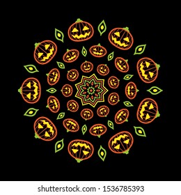 Mandala Pumpkin halloween flower - cute floral ornament