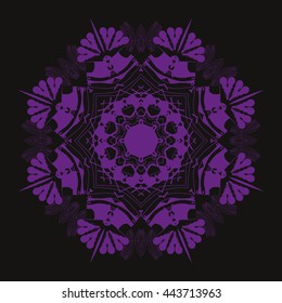 Mandala purple. Black background. 