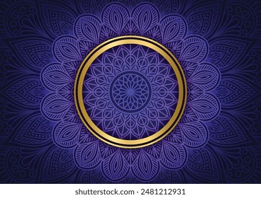 Mandala purple cicle center gold geometric background. vector illustration.