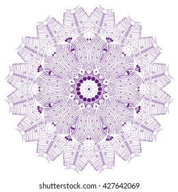 Mandala purple. White background.