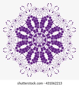 Mandala purple. White background. 