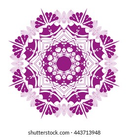 Mandala purple. White background. 