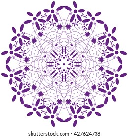 Mandala purple. White background. Floral mandala.