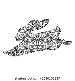 Mandala Rabbit Design A Stunning Black and White Illustration