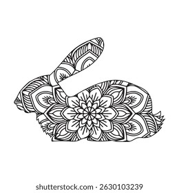 Mandala Rabbit Design A Stunning Black and White Illustration