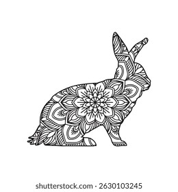 Mandala Rabbit Design A Stunning Black and White Illustration