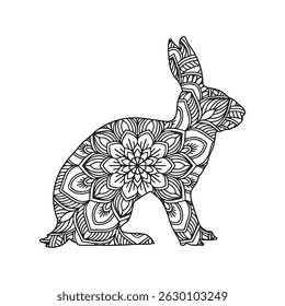 Mandala Rabbit Design A Stunning Black and White Illustration