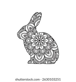 Mandala Rabbit Design A Stunning Black and White Illustration