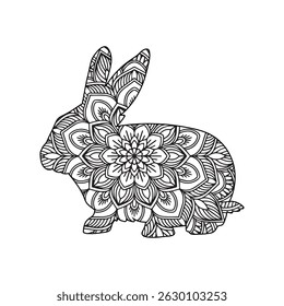 Mandala Rabbit Design A Stunning Black and White Illustration