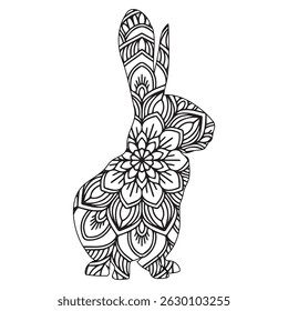 Mandala Rabbit Design A Stunning Black and White Illustration