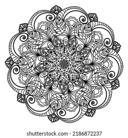 Mandala. Radial ethnic pattern. Simple, decorative design element.