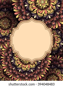 Mandala or radial ornament background frame template