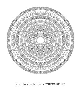 Mandala radiant spirals coloring book page for kdp book interior. Peaceful Petals, Ability to Relax, Brain Experiences, Harmonious Haven, Peaceful Portraits, Blossoming Beauty mandala design.