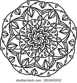 Línea de doodle estelar con estrellas de Mandala color de forma manual página libro de la terapia de arte blanco y negro relajar psicología encaje abstracto