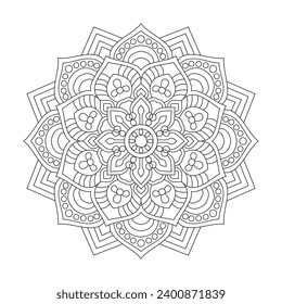 Página de libro de coloreados de sol radiante de Mandala para el interior de libros kdp. Pétalos Pacíficos, Habilidad para Relajarse, Experiencias Cerebrales, Armonía, Retratos Pacíficos, Diseño Mandala de Belleza Floreciente.