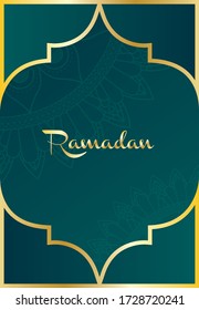 mandala ramadan kareem pattern with golden frame vector illustration