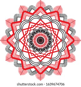 Mandala red and black on the isolated white background. Decorative ornament vector.Fantastic decoration Abstract design.