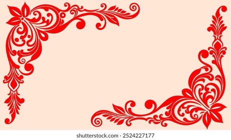 Mandala red ornament at corner with isolated background 