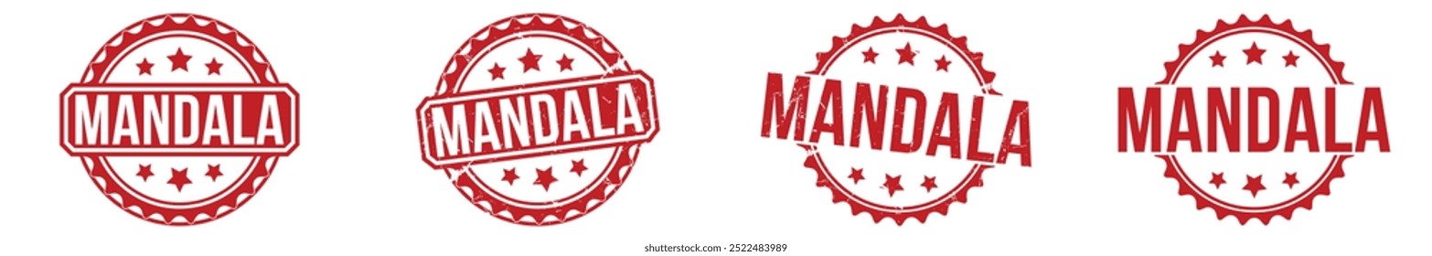 MANDALA Red rubber stamp on white background. MANDALA stamp sign. MANDALA stamp.