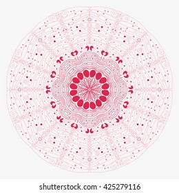 Mandala red. White background.