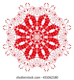 Mandala red. White background. 