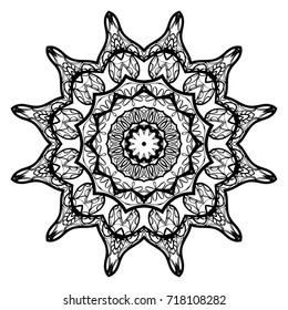 Mandala relax symbol isolated on white background. Vector illustration. Elements for your design greeting card, invitation, tattoo, yoga and spa symbol