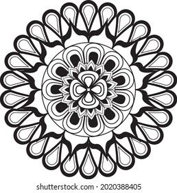 mandala relaxing pattern anti stress meditation decorative coloring drawing