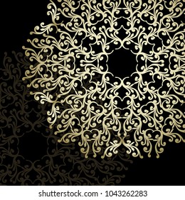 Mandala retro dark background. Background with oriental round pattern. Vector illustration. Can be used for the name, slogan, postcard, announcement, invitation and other