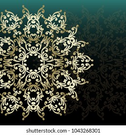Mandala retro dark background. Background with oriental round pattern. Vector illustration. Can be used for the name, slogan, postcard, announcement, invitation and other