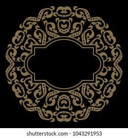 Mandala retro dark background. Background with oriental round pattern. Vector illustration. Can be used for the name, slogan, postcard, announcement, invitation and other. EPS 8