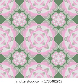 Mandala rococo seamless pattern. Floral japanese motif vector design. Abstract flower chakra tile ornament. Ethnic floral batik print. Endless medallion seamless pattern template.