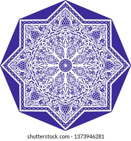 Mandala, rosette, eight-pointed star, set of Ornamental vector rosettes, snowflakes on white background