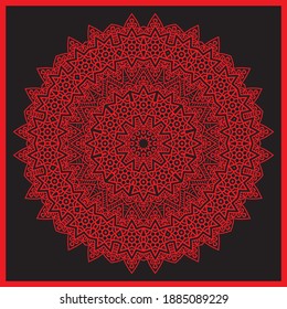 Mandala. Patrón de ornamentos coloridos redondos. Elementos decorativos.Rojo