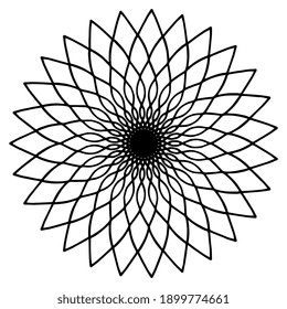 Mandala Round for coloring book. Decorative round ornaments. Flower shape. Oriental vector, Anti-stress therapy. Weave design elements. Yoga logos Vector. Black icon isolated on white background.
