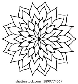 Mandala Round for coloring book. Decorative round ornaments. Flower shape. Oriental vector, Anti-stress therapy. Weave design elements. Yoga logos Vector. Black icon isolated on white background.