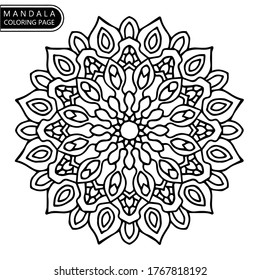 Mandala rundes Element schwarz-weiß. Ideal zum Färben von Büchern für alle Altersgruppen.