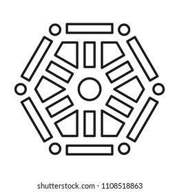 Mandala. Round Element For Coloring Book. Black Lines on White