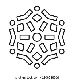 Mandala. Round Element For Coloring Book. Black Lines on White