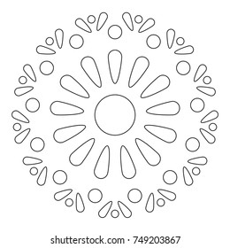 Mandala. Round Element For Coloring Book. Black Lines on White Background. Abstract Geometric Ornament. Vector.