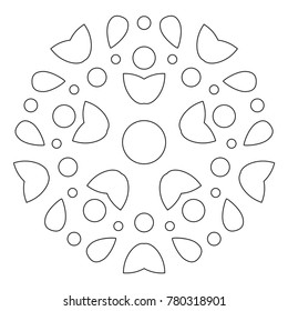 Mandala. Round Element For Coloring Book. Black Lines on White Background. Abstract Geometric Ornament. Vector.