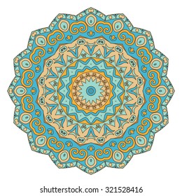 Mandala, round ethnic ornament. Vintage lace pattern. Vector circle background.