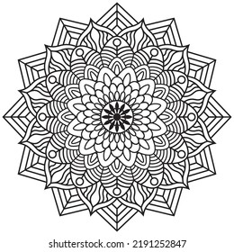 Mandala Round Ethnic Pattern. Zentangle for Adult Coloring Book. Vector Mandala in Vintage Style for Decoration. Coloring Page for Adult